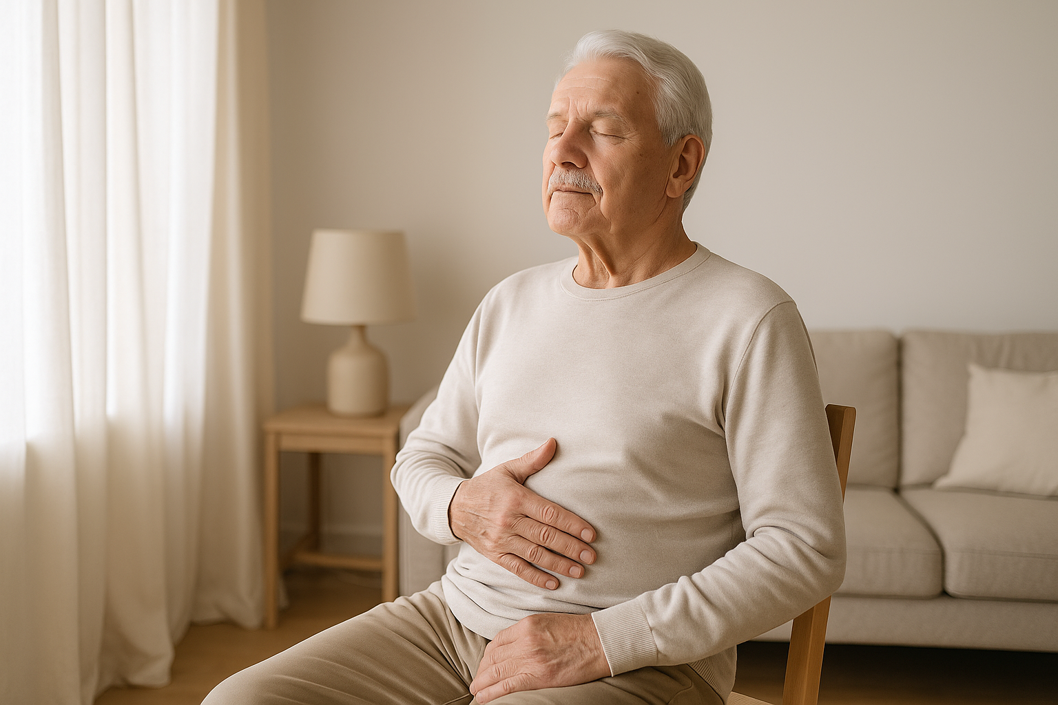 Спокойное дыхание сидя на стуле